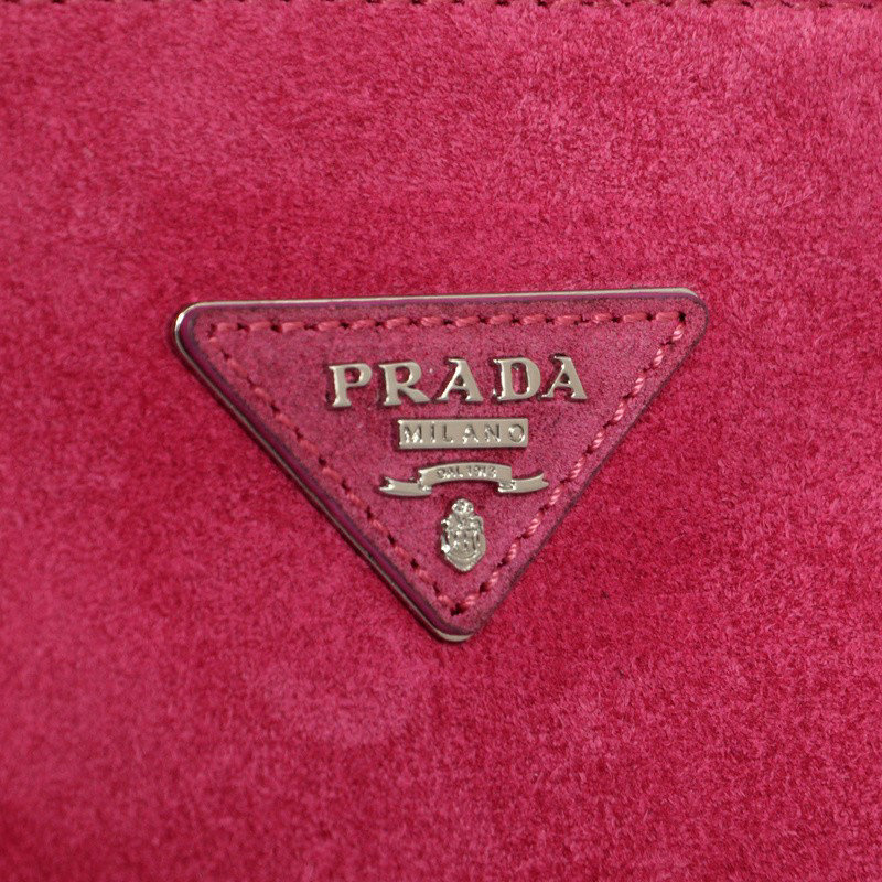 2014 Prada Suede Leather Tote Bag BN2619 rosered